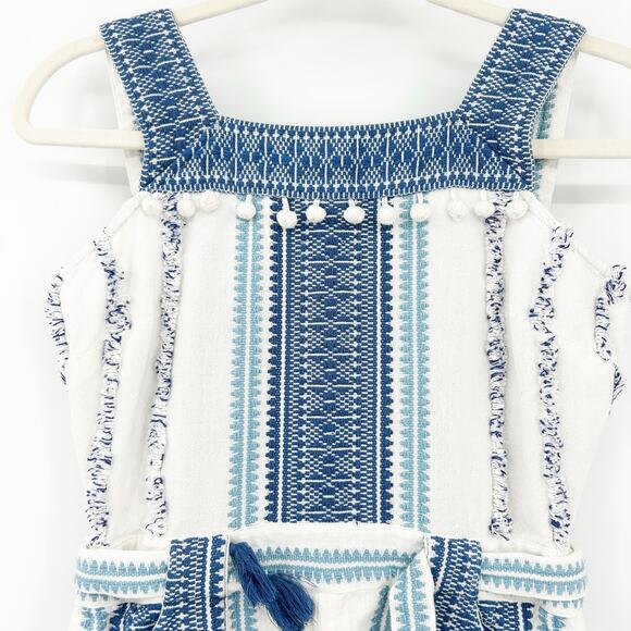 Saylor Boho Coastal Mazzy Tassel Woven Embroidered Sleeveless Romper Size S - Picture 4 of 13